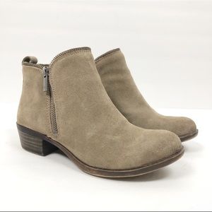 Lucky Brand Womens BARTALINO Suede Taupe/Gray Zipped Ankle Bootie Size 6